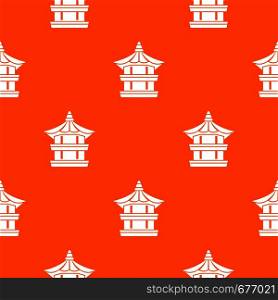 Traditional korean pagoda pattern repeat seamless in orange color for any design. Vector geometric illustration. Traditional korean pagoda pattern seamless