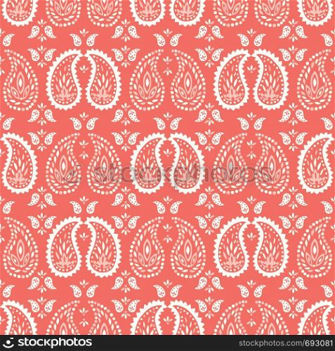 Traditional Medium Scale Coral Paisley Foulard Vector Seamless Pattern. Set Layout. Whimsical classic background. Perfect for textile. Traditional Medium Scale Coral Paisley Foulard Vector Seamless Pattern. Set Layout. Whimsical classic background.