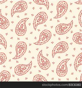 Traditional Medium Scale Coral Paisley Foulard Vector Seamless Pattern. Whimsical classic background. Perfect for textile. Traditional Medium Scale Coral Paisley Foulard Vector Seamless Pattern. Whimsical classic background.