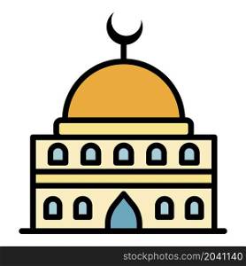 Traditional mosque icon. Outline traditional mosque vector icon color flat isolated. Traditional mosque icon color outline vector
