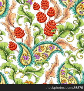 Traditional oriental paisley pattern. Seamless colorful flowers background. Decorative ornament backdrop for fabric, textile, wrapping paper, card, invitation, wallpaper, web design