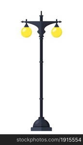 Traditional Outdoor Lamp Posts. Icon isolated on white background. Vector illustration in flat style. Traditional Outdoor Lamp Posts