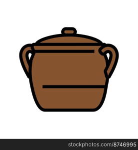 traditional pot cooking color icon vector. traditional pot cooking sign. isolated symbol illustration. traditional pot cooking color icon vector illustration