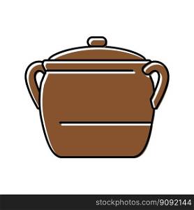 traditional pot cooking color icon vector. traditional pot cooking sign. isolated symbol illustration. traditional pot cooking color icon vector illustration