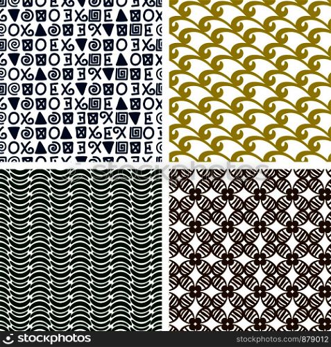 Traditional print colorful fashion seamless patterns, vector illustration. Traditional print colorful seamless patterns
