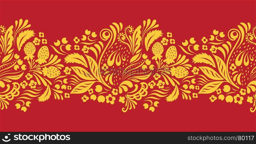 Traditional russian Hohloma style seamless pattern. Vector illustration.. Traditional russian Hohloma style seamless pattern. Vector illustration for textile, posters, cards, scrapbooking, wrapping paper
