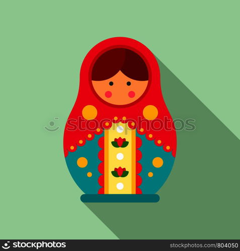 Traditional russian nesting doll icon. Flat illustration of traditional russian nesting doll vector icon for web design. Traditional russian nesting doll icon, flat style