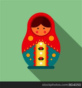 Traditional russian nesting doll icon. Flat illustration of traditional russian nesting doll vector icon for web design. Traditional russian nesting doll icon, flat style