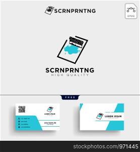 traditional screen printing logo template vector illustration and business card design. traditional screen printing logo template and business card