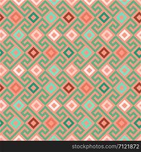 Traditional seamless vintage beige and green square Greek ornament, Meander. vector seamless Greek ornament, Meander