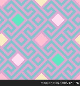 Traditional seamless vintage pink square Greek ornament, Meander. vector seamless Greek ornament, Meander