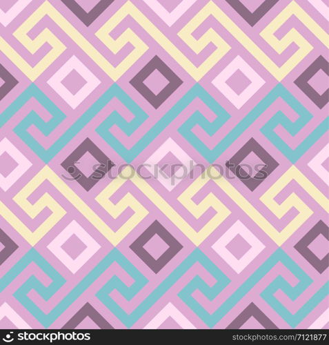 Traditional seamless vintage pink square Greek ornament, Meander. vector seamless Greek ornament, Meander