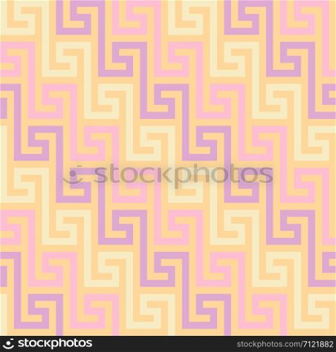 Traditional seamless vintage yellow and pink square Greek ornament, Meander. vector seamless Greek ornament, Meander