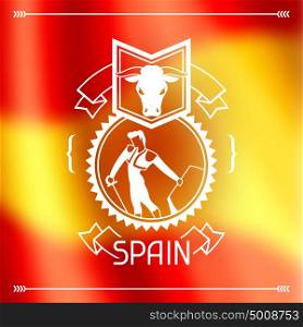 Traditional spanish corrida. Spain background design on blurred flag. Traditional spainish corrida. Spain background design on blurred flag.