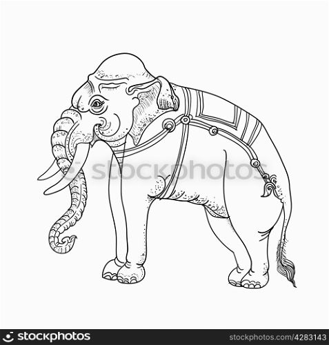 Traditional thai art,drawing of white elephant on still pose