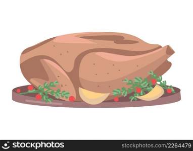 Traditional thanksgiving dish semi flat color vector object. Full sized item on white. Dinner served. Tasty food simple cartoon style illustration for web graphic design and animation. Traditional thanksgiving dish semi flat color vector object