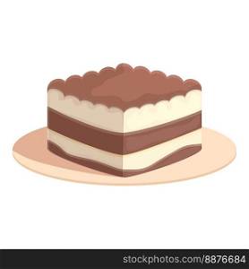 Traditional tiramisu icon cartoon vector. Cake dessert. Cream food. Traditional tiramisu icon cartoon vector. Cake dessert