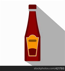 Traditional tomato ketchup bottle icon. Flat illustration of traditional tomato ketchup bottle vector icon for web isolated on white background. Traditional tomato ketchup bottle icon, flat style