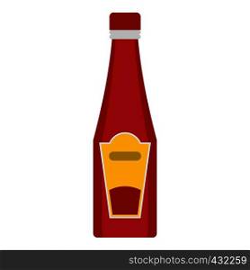 Traditional tomato ketchup bottle icon flat isolated on white background vector illustration. Traditional tomato ketchup bottle icon isolated