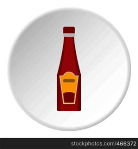 Traditional tomato ketchup bottle icon in flat circle isolated on white background vector illustration for web. Traditional tomato ketchup bottle icon circle