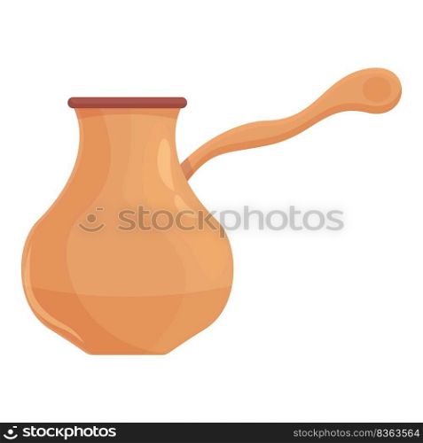 Traditional turkish coffee pot icon cartoon vector. Cezve cup. Cafe bean. Traditional turkish coffee pot icon cartoon vector. Cezve cup