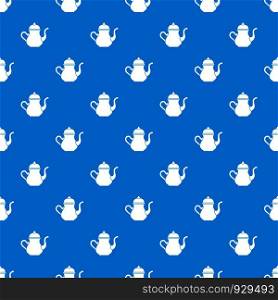 Traditional Turkish teapot pattern repeat seamless in blue color for any design. Vector geometric illustration. Traditional Turkish teapot pattern seamless blue