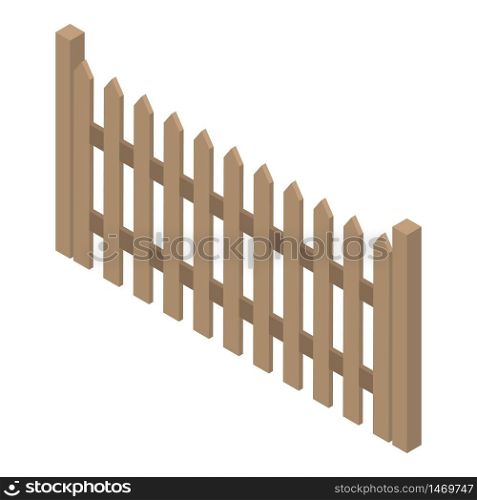 Traditional wood fence icon. Isometric of traditional wood fence vector icon for web design isolated on white background. Traditional wood fence icon, isometric style