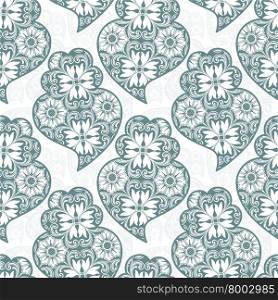Traditionall portuguese Viana&rsquo;s heart and azulejo tiles background. Vector illustration. Seamless portuguese icon background pattern in vector.