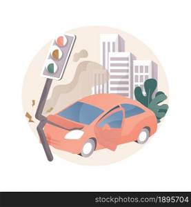 Traffic accident abstract concept vector illustration. Road accident report, traffic laws violation, single car crash investigation, injury statistics, multi-vehicle collision abstract metaphor.. Traffic accident abstract concept vector illustration.