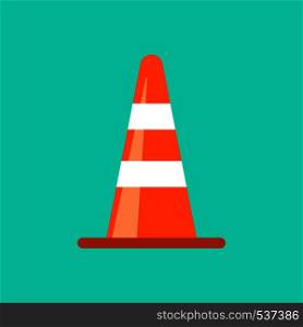 Traffic cone danger attention transportation boundary red control traffic vector icon. Accident hazard maintenance construction