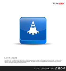 traffic cone icon - 3d Blue Button.
