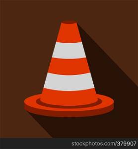 Traffic cone icon. Flat illustration of traffic cone vector icon for web isolated on coffee background. Traffic cone icon, flat style