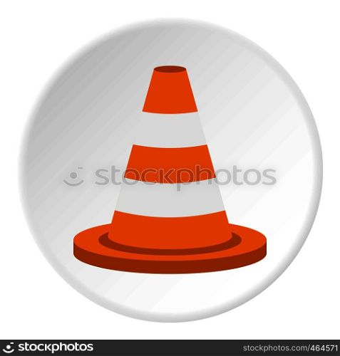Traffic cone icon in flat circle isolated vector illustration for web. Traffic cone icon circle