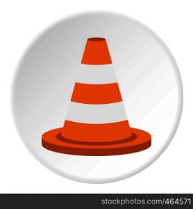 Traffic cone icon in flat circle isolated vector illustration for web. Traffic cone icon circle