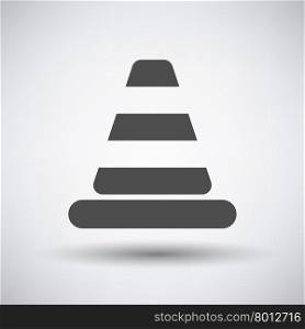 Traffic cone icon on gray background with round shadow. Vector illustration.