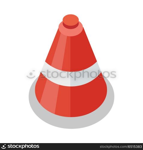 Traffic Cone Icon. Traffic cone icon in flat. Safety and attention, danger, warning symbol. Drive Safety. Tools symbol. Road cone. Isolated vector illustration on white background.