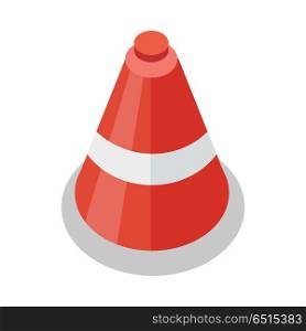 Traffic Cone Icon. Traffic cone icon in flat. Safety and attention, danger, warning symbol. Drive Safety. Tools symbol. Road cone. Isolated vector illustration on white background.