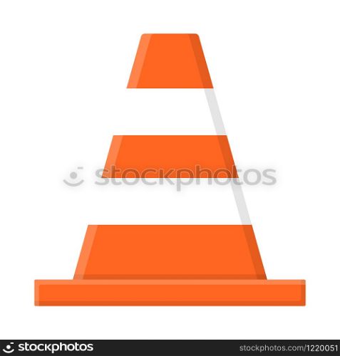 Traffic cone isolated on white background. Cartoon style. Vector illustration for any design.