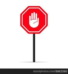 Traffic hand stop signal icon. Warning forbidden sign. Vector on isolated white background. EPS 10.. Traffic hand stop signal icon. Warning forbidden sign. Vector on isolated white background. EPS 10