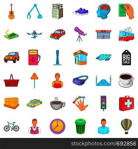 Traffic icons set. Cartoon style of 36 traffic vector icons for web isolated on white background. Traffic icons set, cartoon style