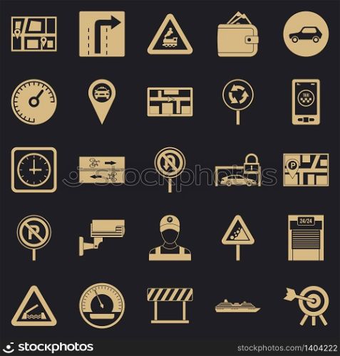 Traffic icons set. Simple set of 25 traffic vector icons for web for any design. Traffic icons set, simple style