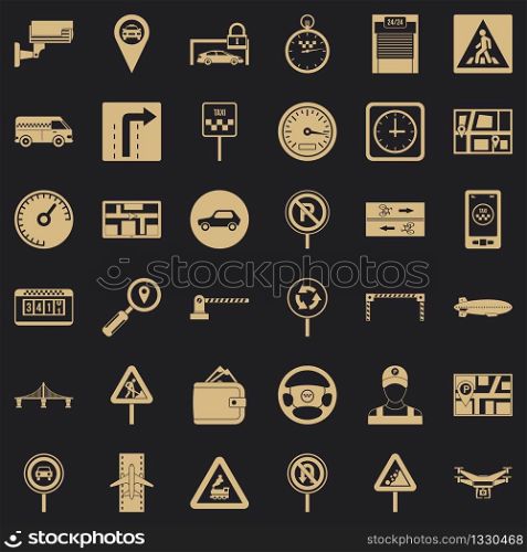 Traffic icons set. Simple style of 36 traffic vector icons for web for any design. Traffic icons set, simple style