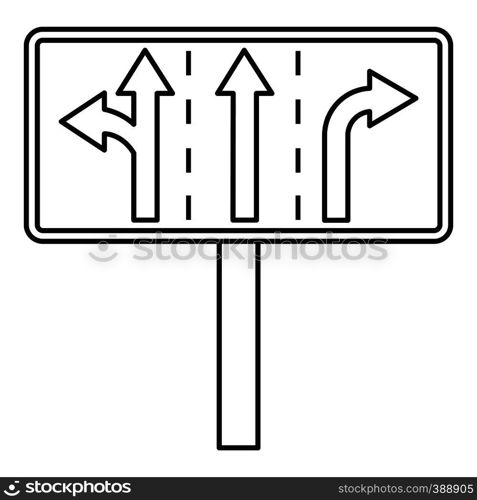 Traffic lanes at crossroads junction icon. Outline illustration of traffic lanes at crossroads junction vector icon for web. Traffic lanes at crossroads junction icon