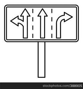 Traffic lanes at crossroads junction icon. Outline illustration of traffic lanes at crossroads junction vector icon for web. Traffic lanes at crossroads junction icon