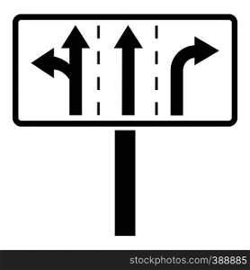 Traffic lanes at crossroads junction icon. Simple illustration of traffic lanes at crossroads junction vector icon for web. Traffic lanes at crossroads junction icon