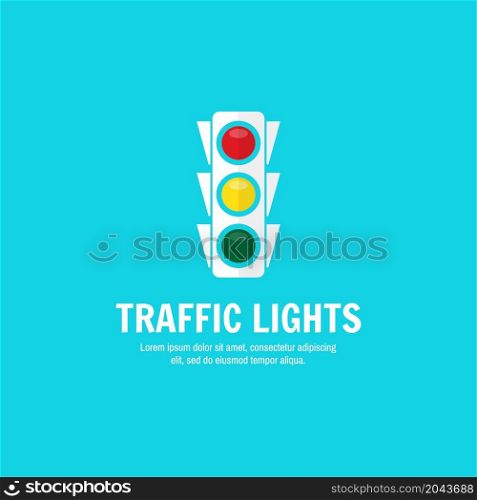 Traffic light background with place for your text. Semaphore design template. Traffic light banner for website template, cards, posters, logo. Vector illustration.