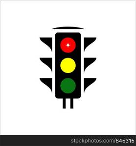 Traffic Light Icon, Traffic Control Light Vector Art Illustration