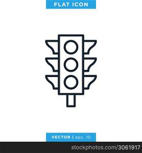 Traffic Light Icon Vector Design Template. Editable Stroke.