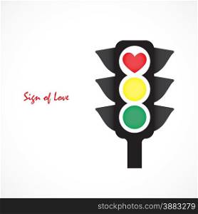 Traffic light icon with red heart sign. Business and valentine &rsquo;s day concept. Vector illustration