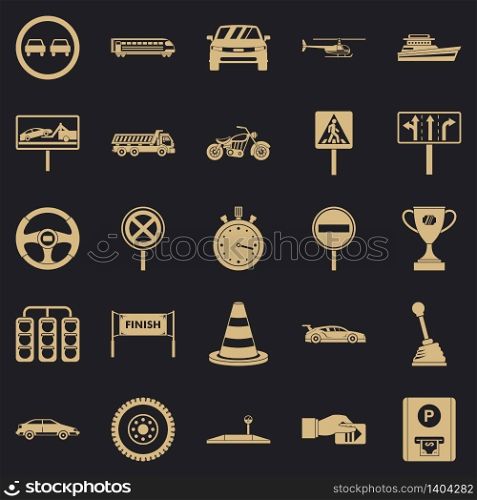 Traffic light icons set. Simple set of 25 traffic light vector icons for web for any design. Traffic light icons set, simple style
